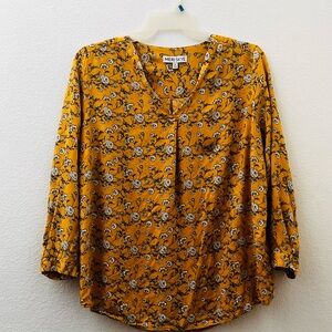 Meri Skye Women's Yellow Floral Blouse